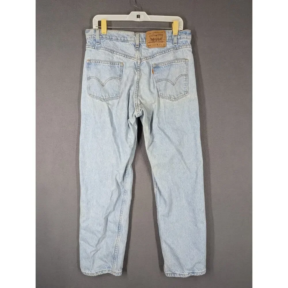 1997 Levi's 550 Relaxed Fit Light Wash Denim Jeans Orange Tab 34x30